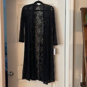 BRAND NEW WITH TAGS!!  Beautiful Lularoe Sarah in black lace.  Size medium.